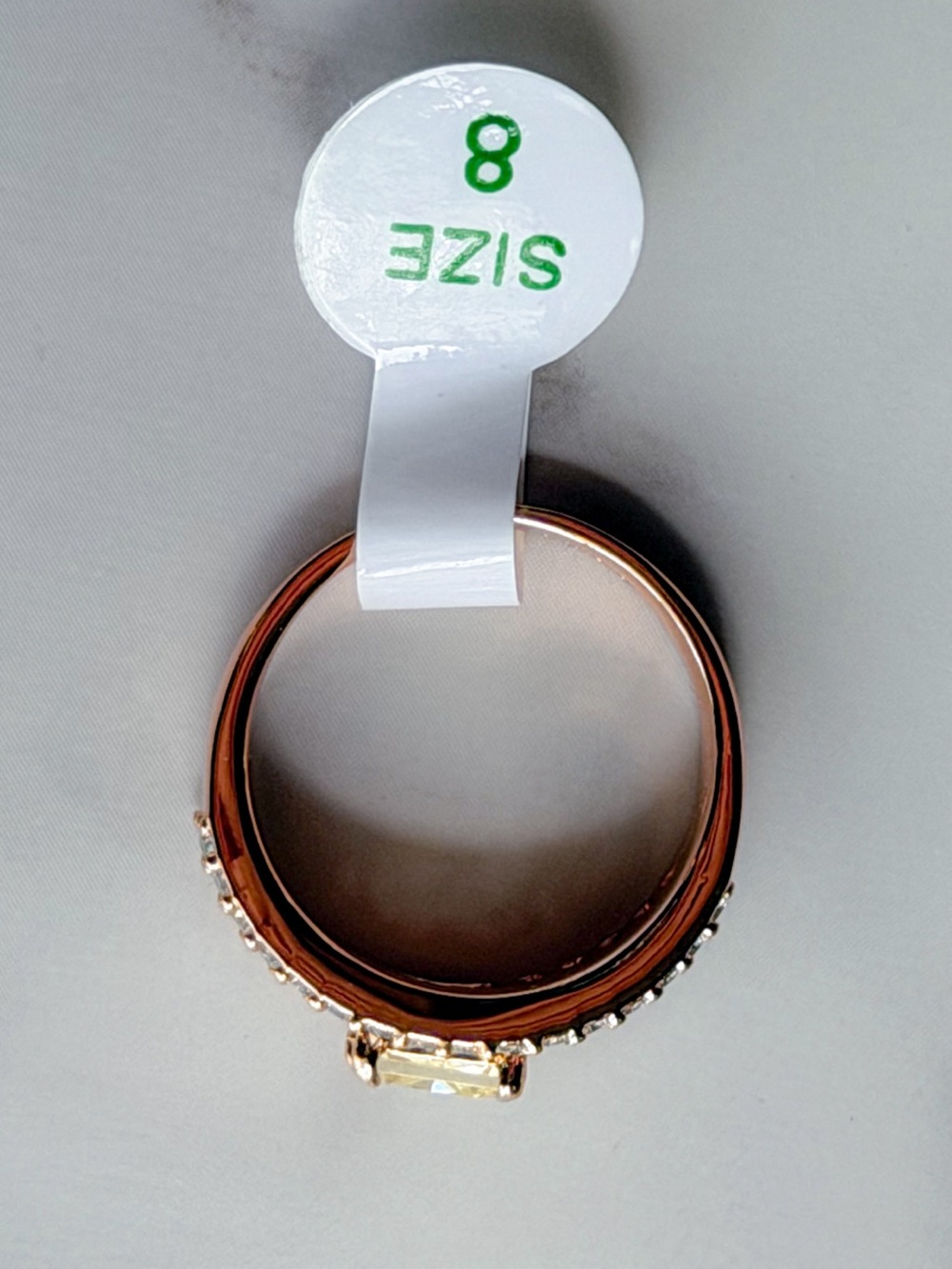 Bomb Party Lemon CZ Statement Ring Rose Gold Plate Sz 8 NWT Princess Cut Bagette - Picture 3 of 5